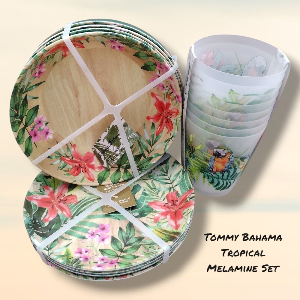 Tommy Bahama Tropical Melamine Dinnerware Set For 4